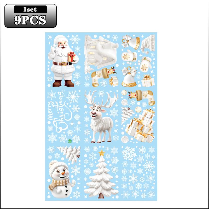 

90 шт. рождественские наклейки на окна белые рождественские снеговики новогодняя елка статические наклейки на окна рождественские украшения 1Set-9PCS