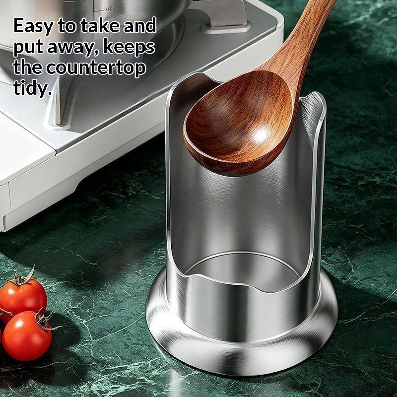 Stainless Steel Pot Lid And Spoon Holder Thickened Material Multi Purpose Design For Kitchen Cooking Organization