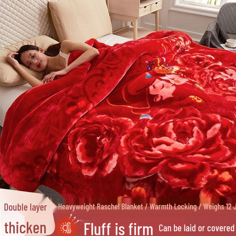 G5Z Double Layer Winter Blanket: Thick Flocked Raschel & Milk Fleece for Cozy Naps.