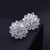 1 Pair Women Fashion Flower Rhinestone Inlaid Cubic Zirconia Ear Studs Earrings for Wedding Party