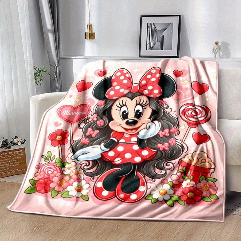 1pc Minnie Printing Blanket - Soft, All-Season Throw for Living Room, Bedroom,Personalized Gift with Adorable Cartoon Design