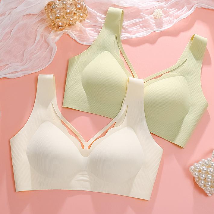 Große Größe Dessous Damen Nahtloser BH Anti-Hänge Sammelbrüste Bequemer BH im Westenstil