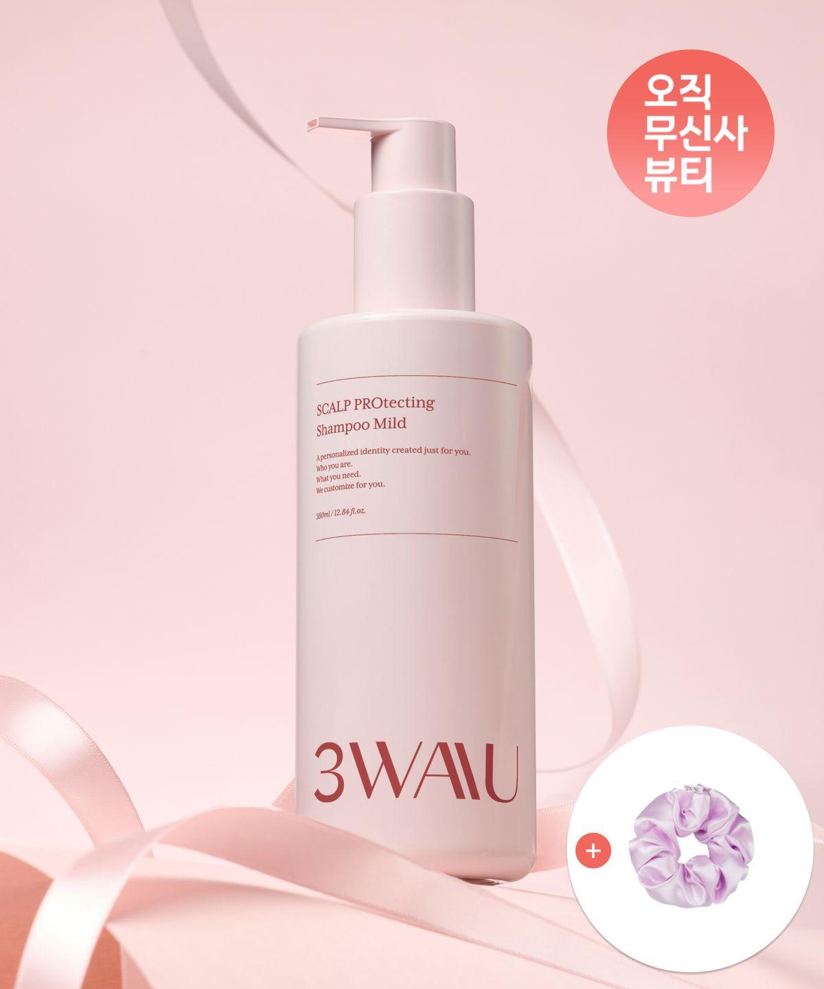Scalp Protecting Shampoo Mild 380ml + Satin Scrunchie Violet Gift