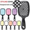 Hexagonal Grid Dual-Use Hair Styling Comb - Dry/Wet Use, Fluffy Effect, Hollow Massage Design.