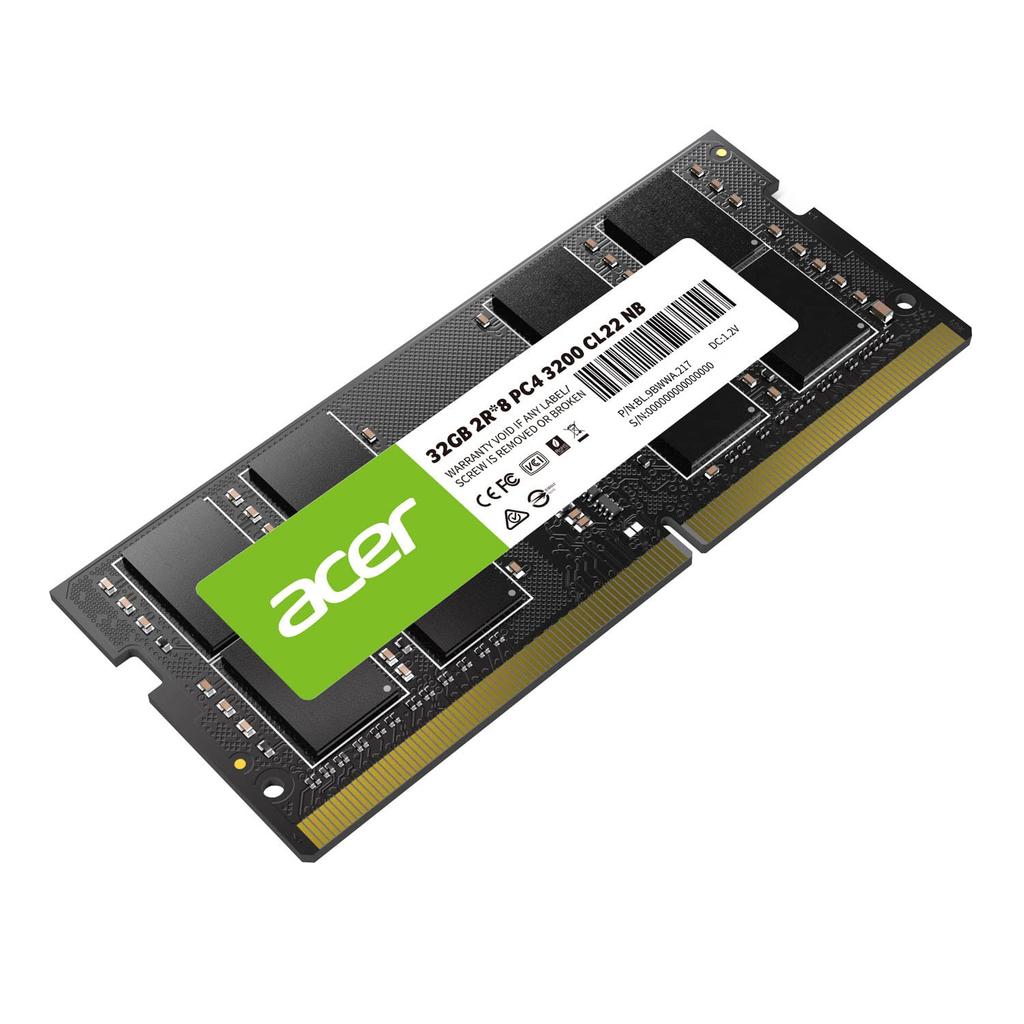 Acer Notebook PC Memory 32GB DDR4 DRAM SODIMM Authorized Distributor Product PC4-25600 (DDR4-3200) SD100-32GB-3200-2R8