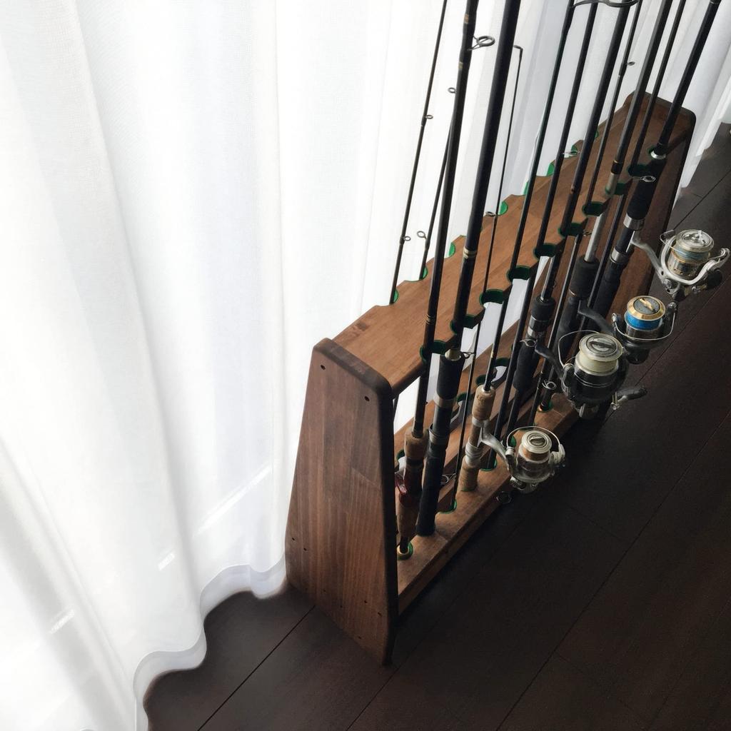WOOD WORKS Made in Japan Rod stand for 19 rods on both sides Body Felt [Brown] [Black]