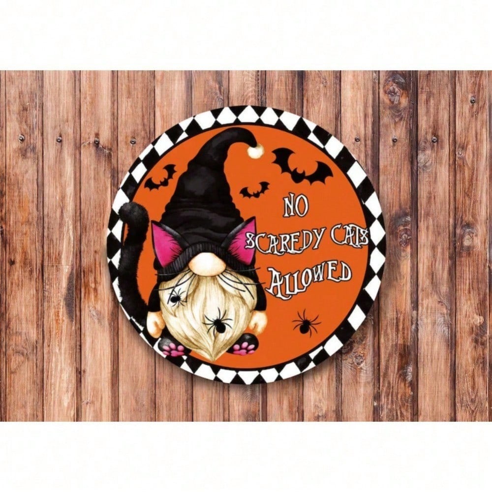 

Gothic Bat Metal Wall Sign Spooky Halloween Wreath Vintage Rustic Farmhouse Decor No Scaredy Cats Allowed Quote 20x20 разноцветный