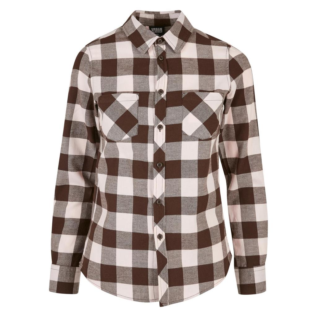 Camisa de Franela a Cuadros con Puño Remangado para Mujer/Señora de Urban Classics