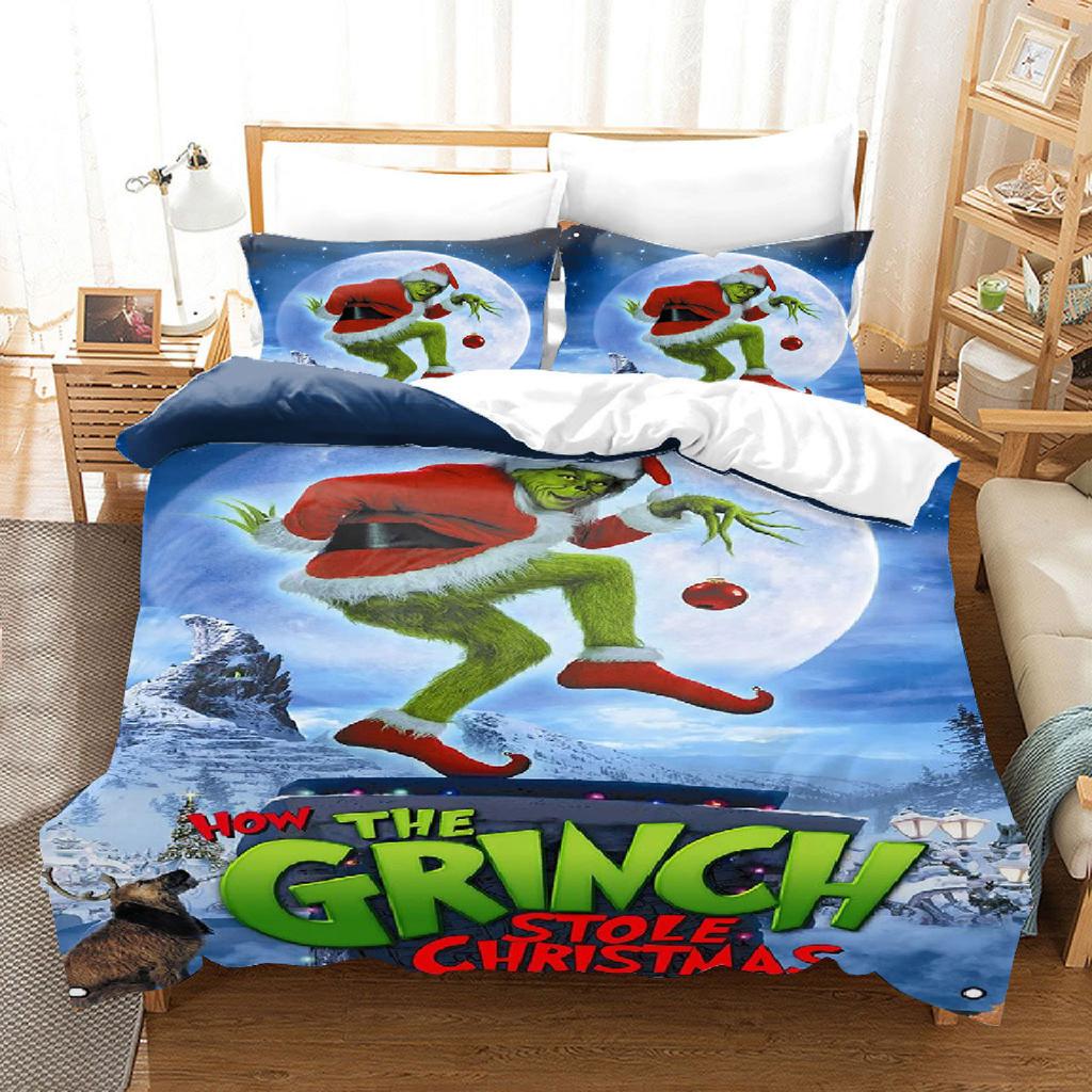 Duvet Cover Printed With Christmas Decoration Super Soft Brushed Microfiber Double Bed Comfortable Set With Zipper Closure And 2 Pillowcases