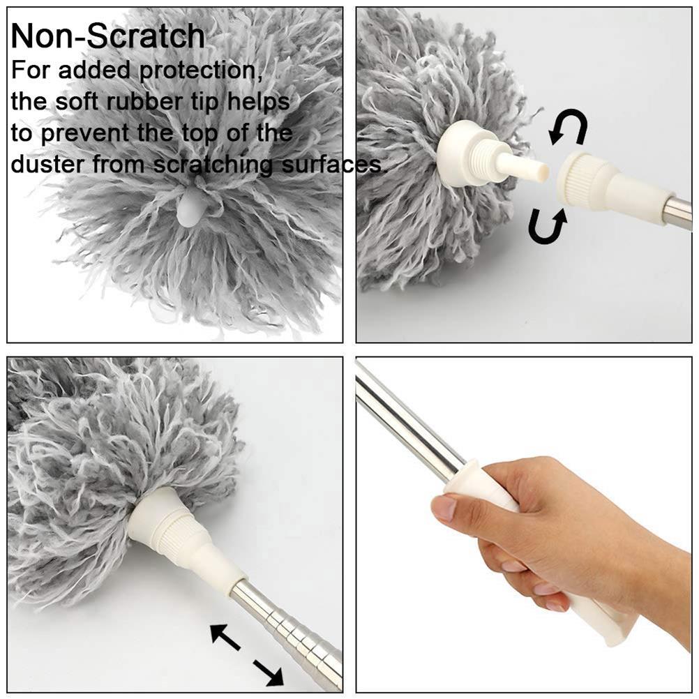 Microfiber Duster with Extension Pole with Bendable Head Extendable Duster for Cleaning Ceiling Fan Keyboard Furniture