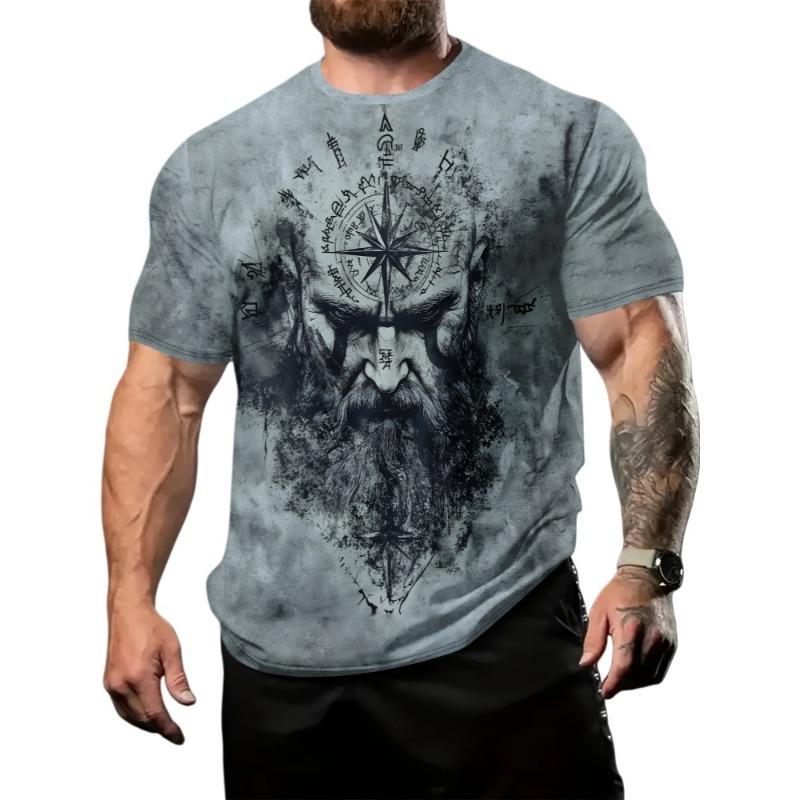 Men's T-Shirt Viking Compass Creative 3D Printed Pattern Design Summer Breathable Street Fashion