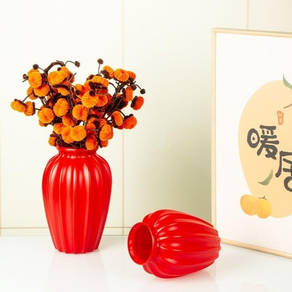 Plastik-Blumenvase Imitation Keramik Haushalts-Blumentopf Einfarbig Wohnzimmerdekoration Blumenarrangement-Behälter