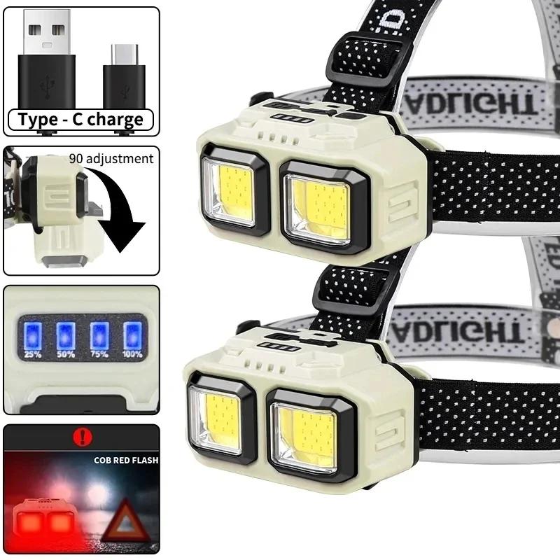 

COB Sensor Headlamp LED Head Light Кемпинг Рыбалка Горный фонарь Фонарь Водонепроницаемый Headlight USB перезаряжаемый