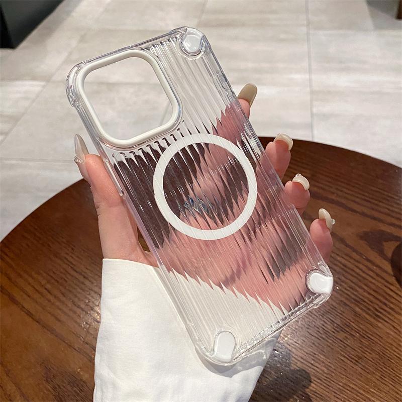 

Прозорий смугастий м який чохол з ТПУ для iPhone 16 15 14 Plus 13 12 11 Pro Max Прозорий Магнітний для Magsafe Бездротова зарядка Capa For iPhone 16 Pro Max