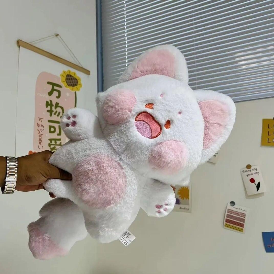 

40 см плюшевая игрушка-кошка Дуду, плюшевая игрушка в виде лисы, плюшевая мягкая игрушка в виде крыльев котенка, хлопковая подушка для дивана, для детей, для девочек, прекрасный подарок 40cm белый/розовый