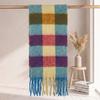 | Imitation mohair plaid scarf | Autumn and winter warm AC grid | Support LOGO customization