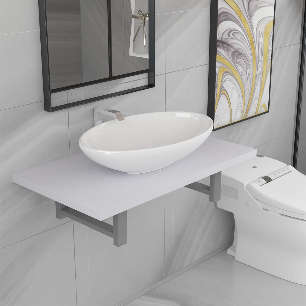 2 Piece Bathroom Furniture Set Ceramic White