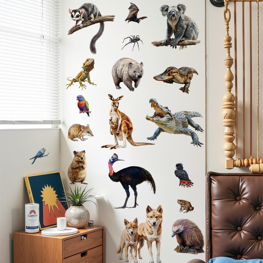 DIY Safari Animal Wall Stickers for Kids Room Decor Tiger Elephant Zebra Tropical Rainforest Savanna Nursery Decals Christmas Gifts