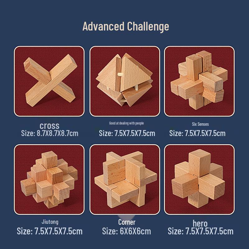 

Набор головоломок «Замок Кунмина и Лубаня»: Девять колец головоломок повышенной сложности для детей с подарочной коробкой для хранения