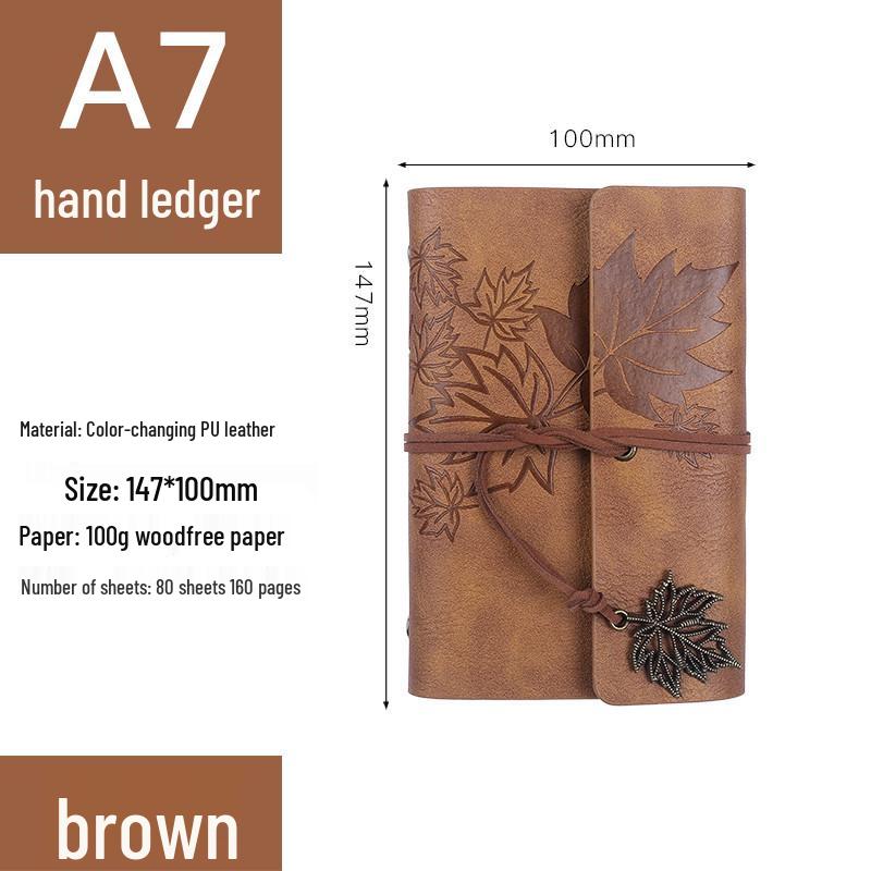 Retro Ribbon Tie Tri-fold Loose-leaf Notebook - Student Travel Notepad & Stamp Book