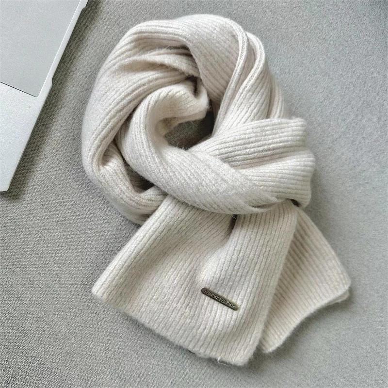 High Quality Classic Wool Solid Scarf Men Women Winter Autumn Knitted Thick Warm Soft Muffler Male Female Korean Version Scarf