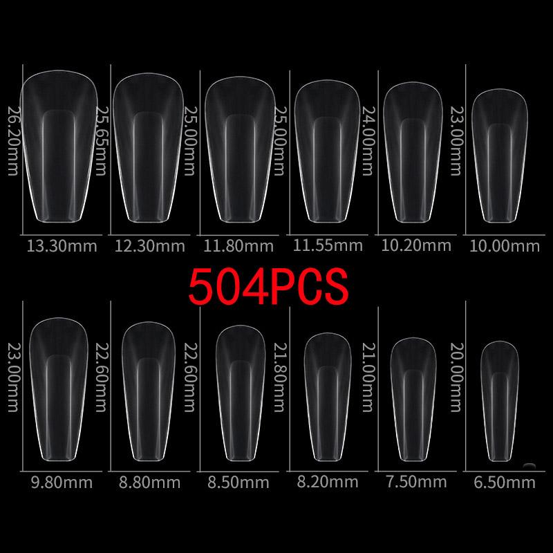 

504 шт. Быстрое моделирование накладных ногтей 12 разных размеров квадратных ногтей УФ-генератор инструмент для наращивания ногтей 504PCS
