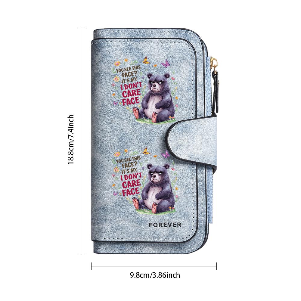 Cute Grumpy Bear Print Long Wallet Fashion Casual Portable Card Holder Purse