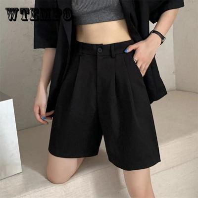 Verão feminino shorts finos soltos cintura alta meados calças retas tamanho grande drape mostra finas pernas largas casual calças de cinco pontos terno shorts