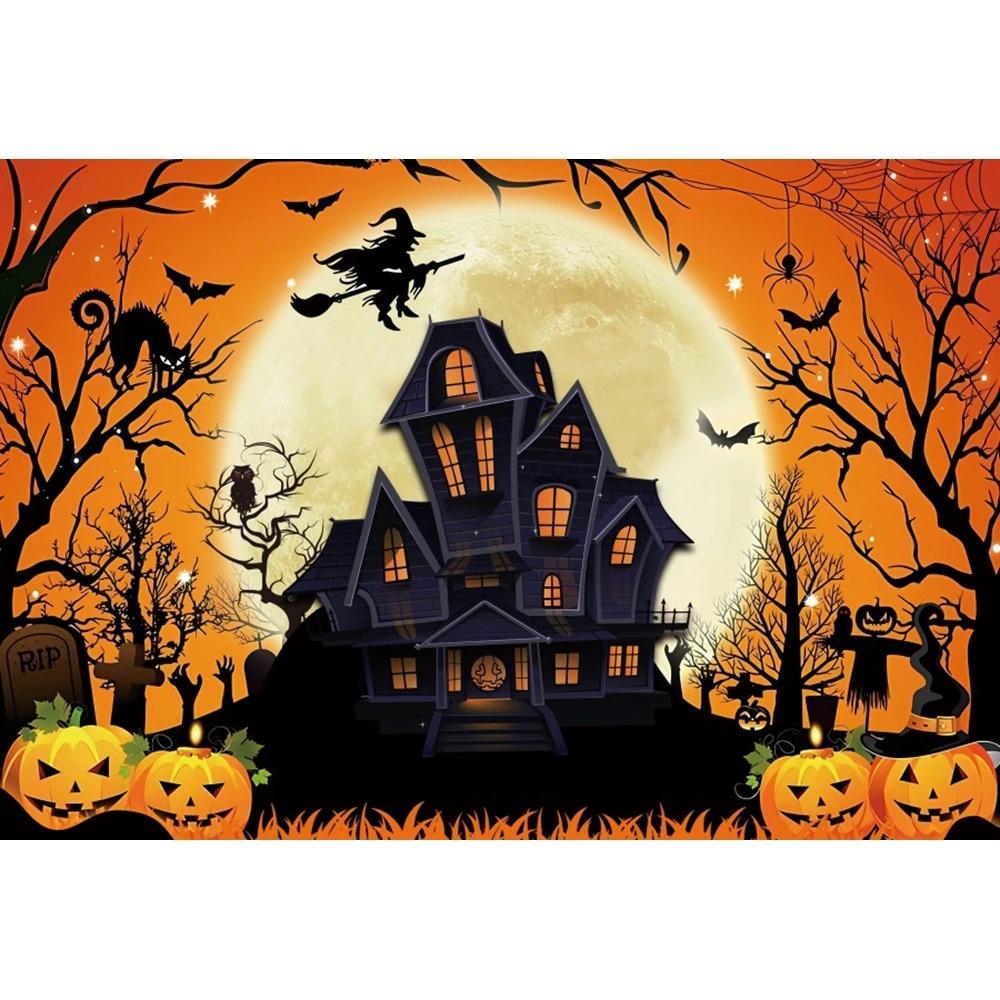 Halloween home party decoration hanging cloth horror cemetery castle pumpkin head hanging cloth room decoration background cloth