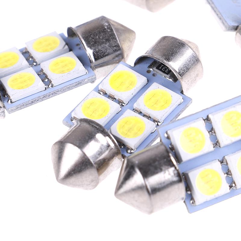 10Pcs 5050 31Mm 4Smd Led White Light Car Interior Dome Festoon Bulbs Dc12V