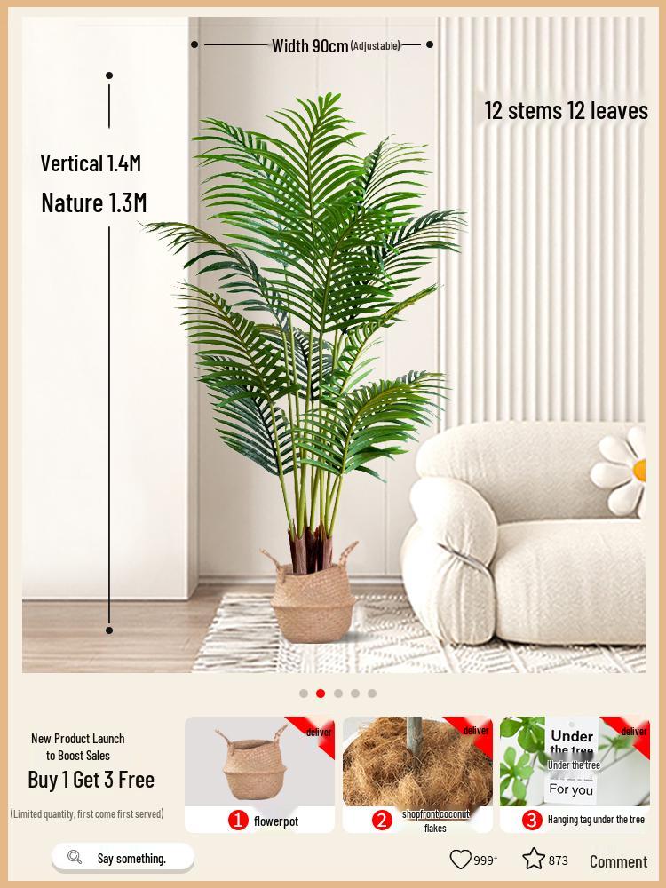 Bionic Green Sprenger's Fern Artificial Tree for Indoor Luxury Living Room Décor