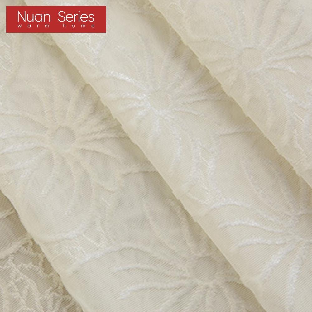 1PC Cherry Blossom Pattern Jacquard White Tulle Translucent Sheer Curtain for Living Room Bedroom Balcony Window Home Decor Nuan Series
