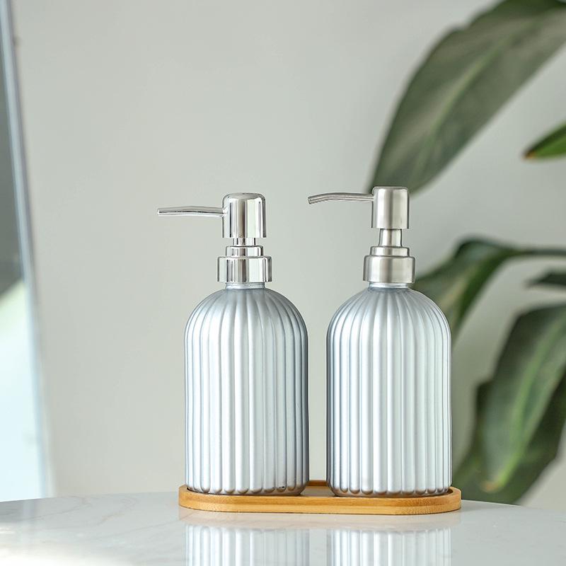 Nordic Luxury Glass Push-Top Bottle for Lotion, Hand Soap, Shampoo & Shower Gel