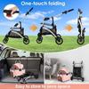 Poussette chien chat pliable 3 en 1, poussette animaux avec roues 360°, panier rangement, fenêtre maille, porte-gobelet