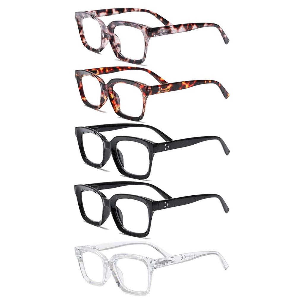 5PCS Multi-color Oversized Square Reading Glasses Men Women Large Frame Fashion Presbyopia Eyeglasses Diopter +1.0~+3.0