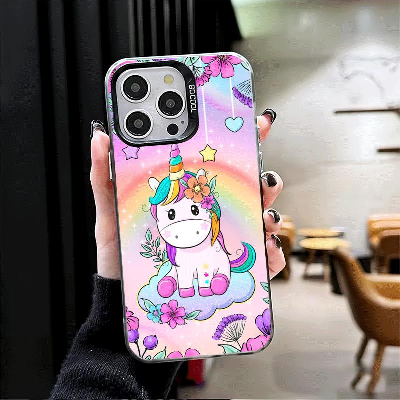 Pink Unicorn Rainbow Soft Phone Case for iPhone 15 16 17 Pro Max 17Air 16E 14 Plus 13 12 Mini Shockproof Cover Back Shell