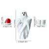 Halloween Reading Ghost Decorative Ornament Resin Statue With Christmas Hat Tabletop Decor Sitting Ghost Figurine Reading A Book