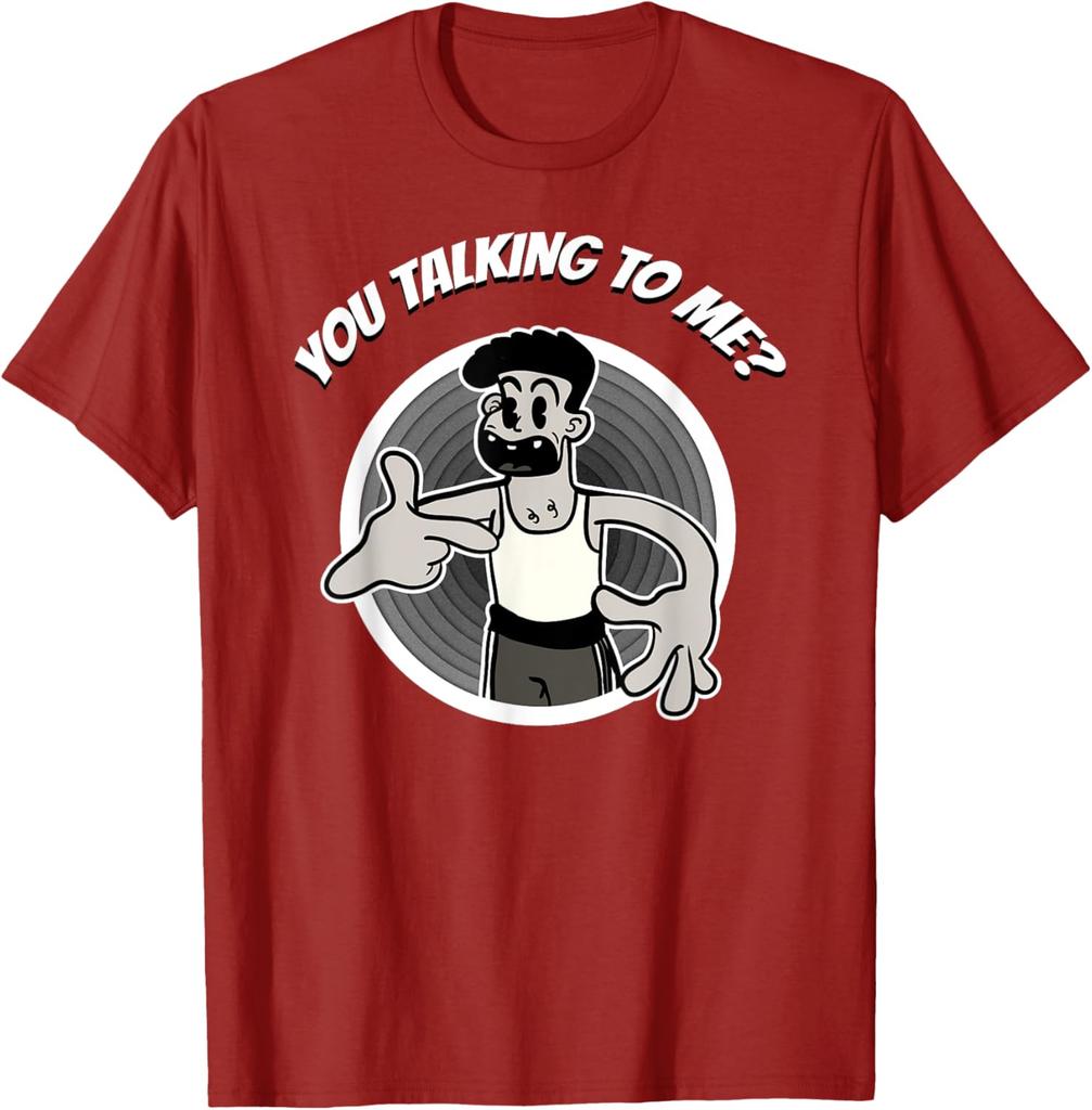 You Talking To Me Retro Cartoon Graphic Tee Men Casual Breathable Cotton TShirt