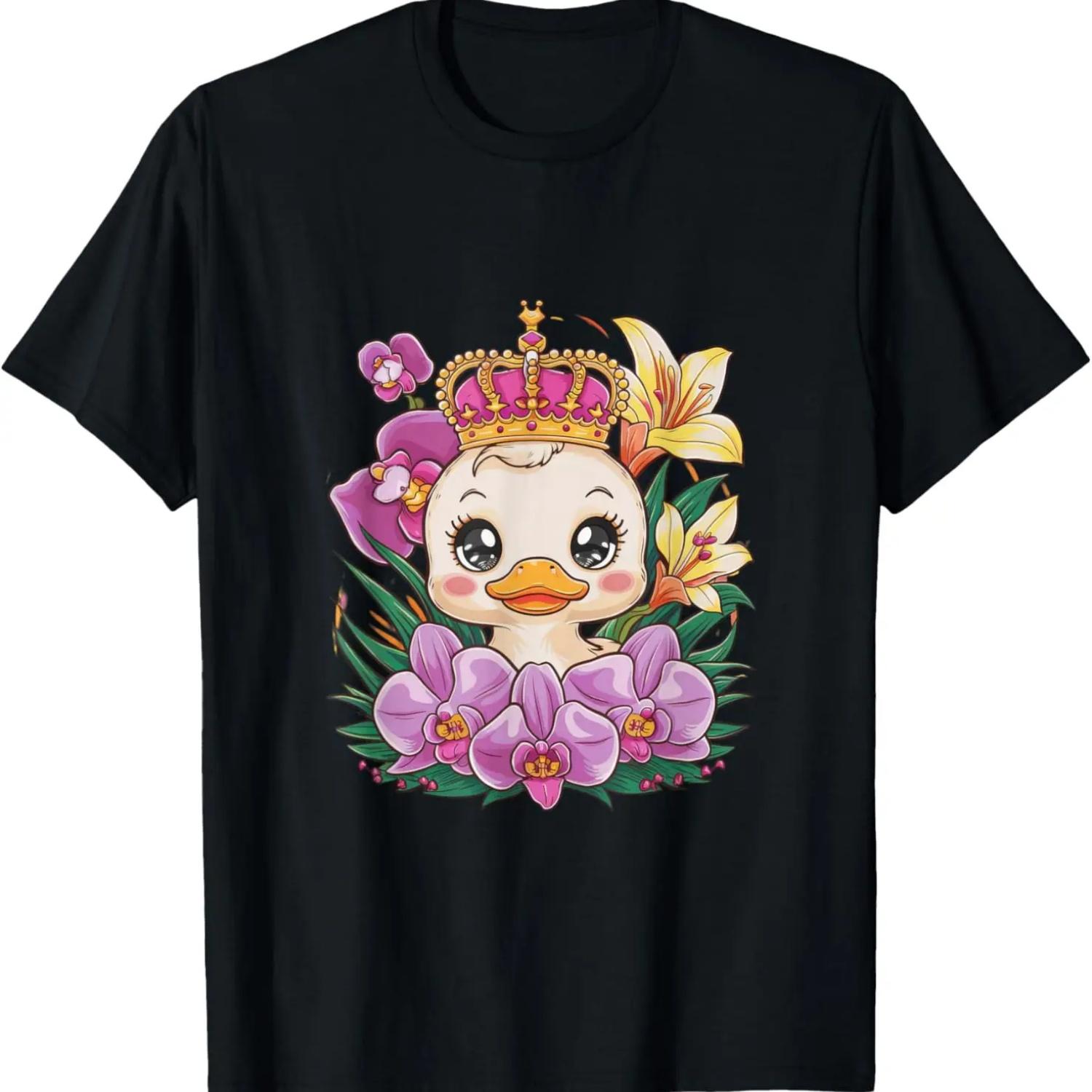 

Kawaii duckling with orchids and lilies T-Shirt S