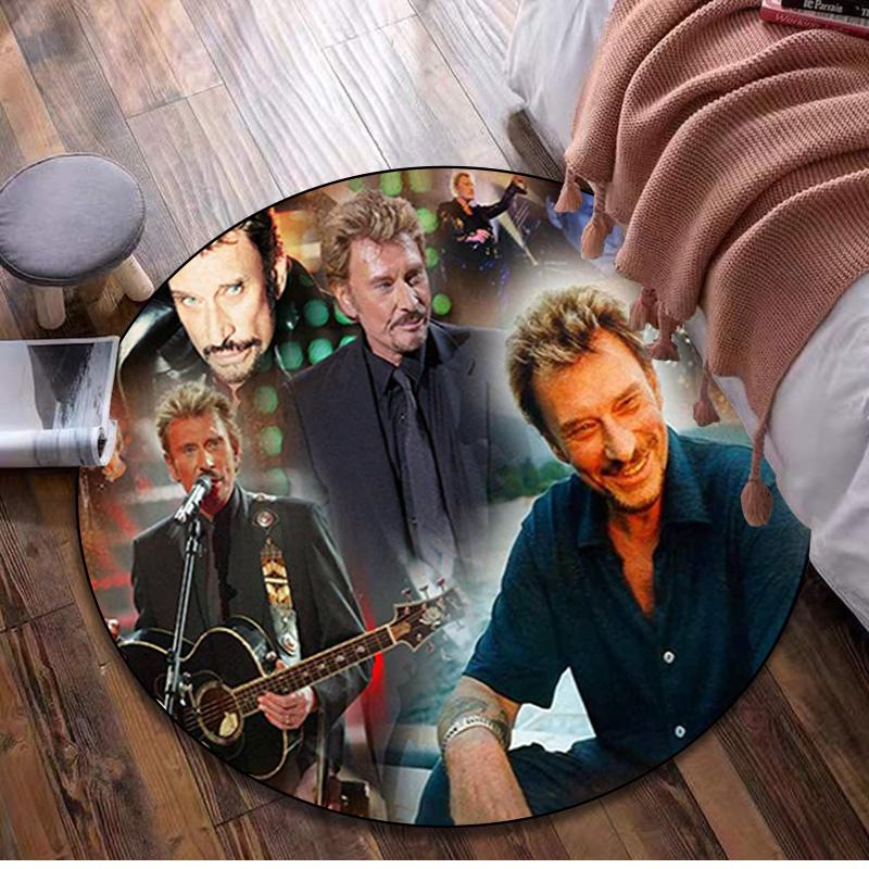 1Pc Johnny Hallyday Circular Print Rug - Home Decoration Carpet For Living Room Bedroom Flooring Computer Chair Area Rug