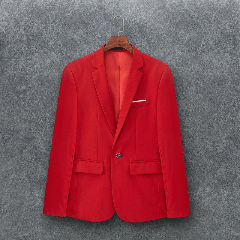 

Чоловічий Універсальний Білий Однобортний Повсякденний Піджак - Весняно-Осінній Костюм Великого Розміру M (For ~45kg) яскраво-червоного кольору