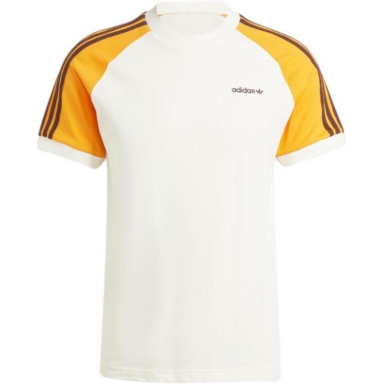 adidas Originals  80s Premium 3-Stripes T-Shirt  White Yellow  Asia Sizing Men s JC6511 XL