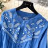 Bohemian Long Dresses for Women O Neck Lantern Sleeve Embroidery Holiday Vestidos A-line Lace-up Autumn Dress Vintage