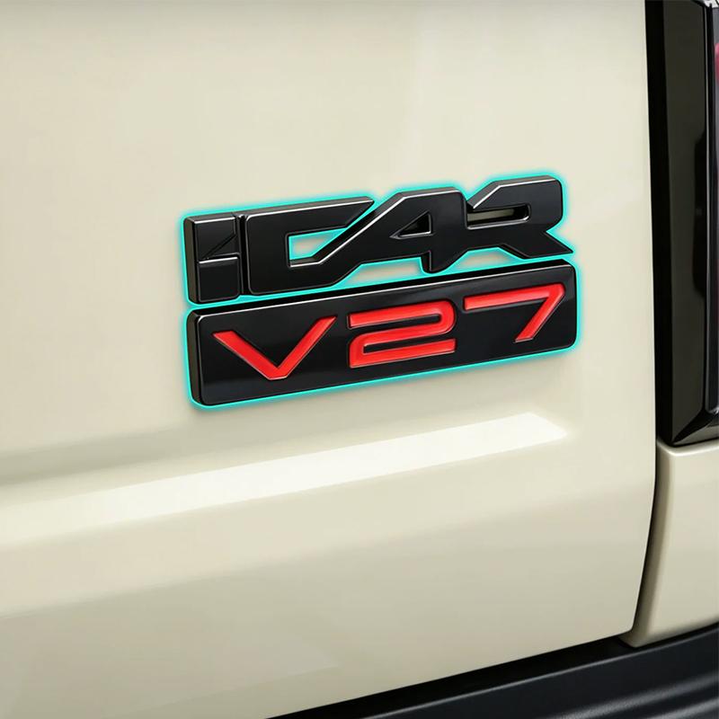 For Chery iCAR V27 ICAUR V27 2026 Car Sticker Out Black covering Front Grille Trunk Tailgate Metal Emblem Accessories