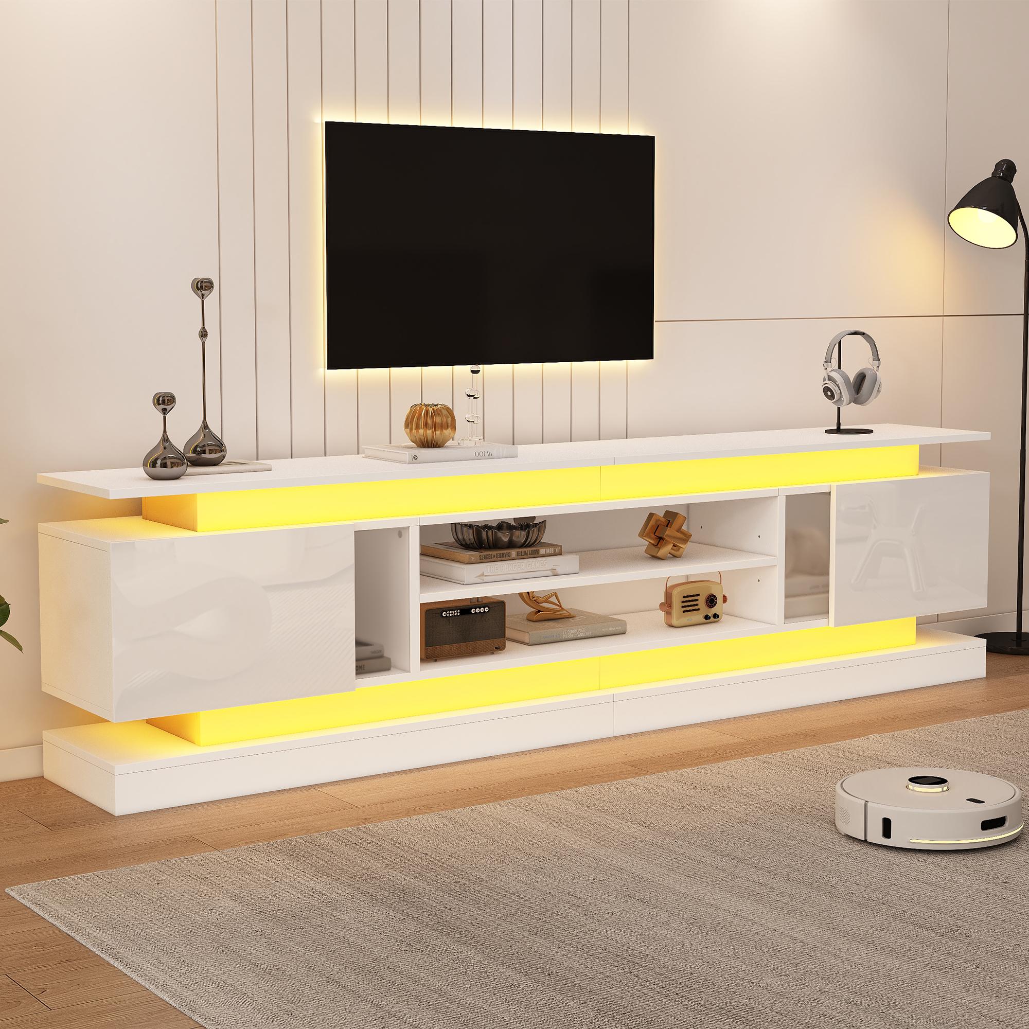 TV Cabinet 180x35x60cm, White High-Gloss TV