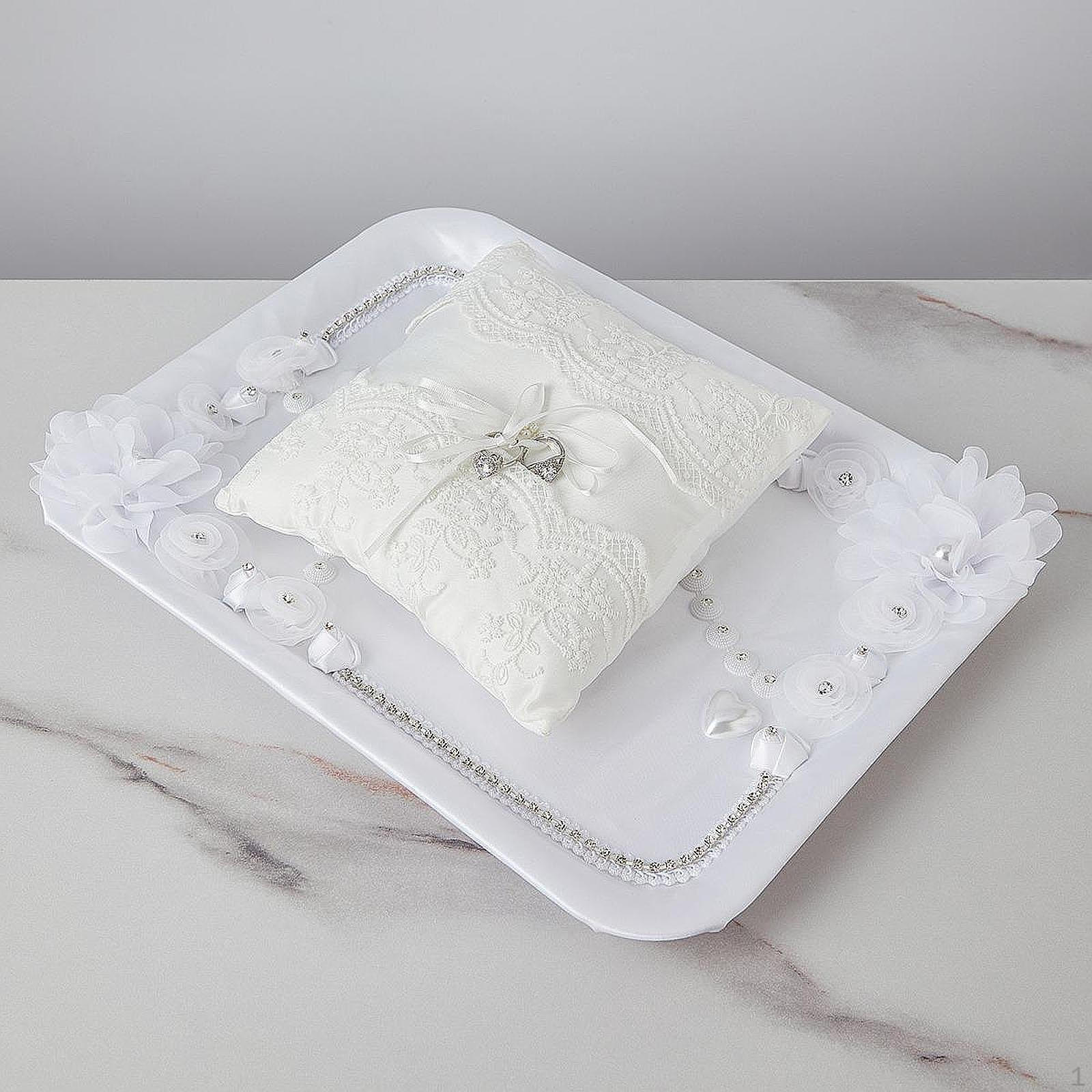 

Поднос для косметики, витрина для ювелирных изделий, многоцелевой цветочный край, декоративный для вечеринки 38x28.5cm