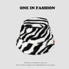 Fashionable Women's Vintage Korean Style Bucket Hat Zebra Leopard Print Plush Thickened Warm Versatile for Autumn Winter