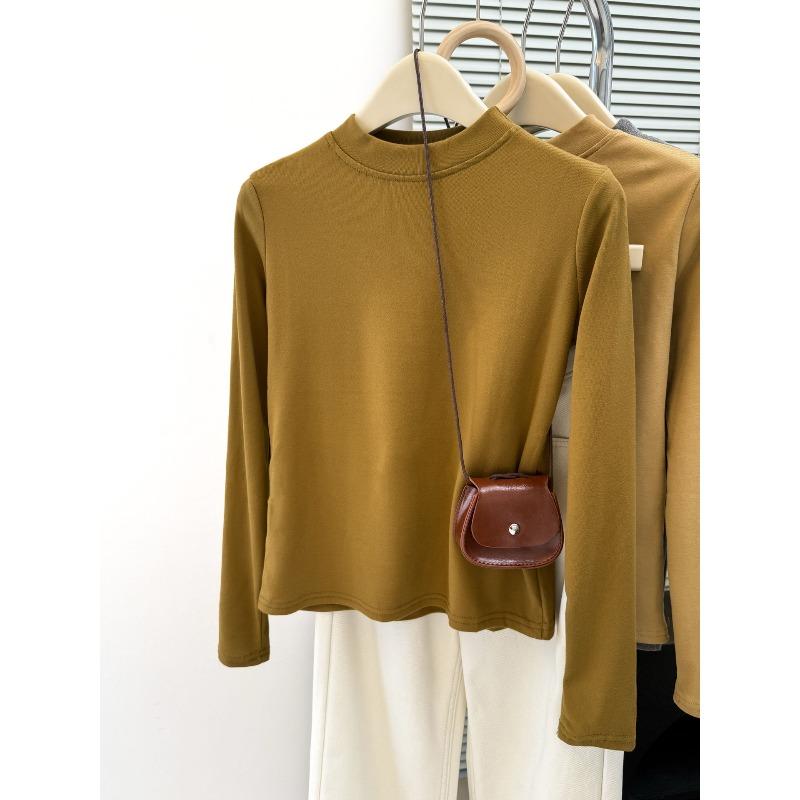 

Real shot winter semi-turtleneck bottoming shirt female slim and thin inner German velvet warm long-sleeved T-shirt XL