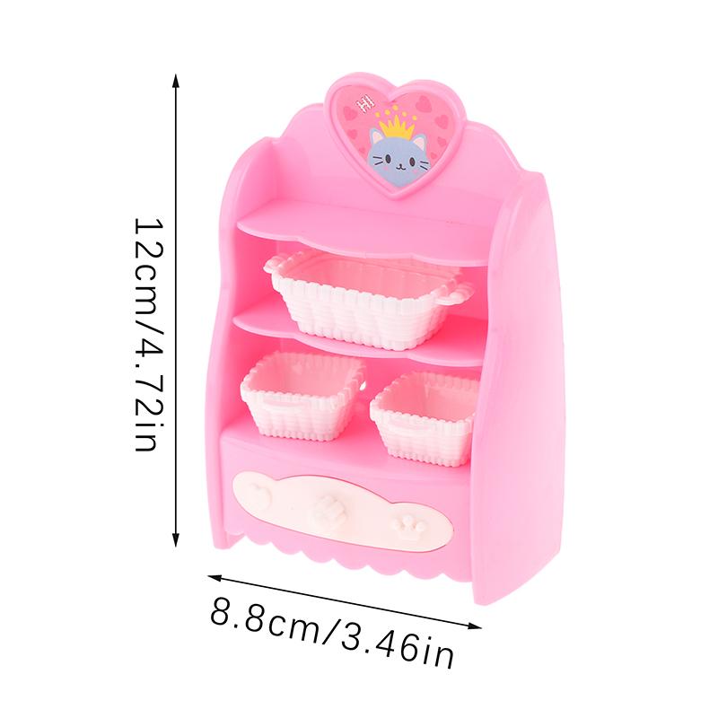 1:6 Dollhouse Miniature Kitchen Storage Cabinet W/Basket Cupboard Model Home Decor Toy Doll House Accessories