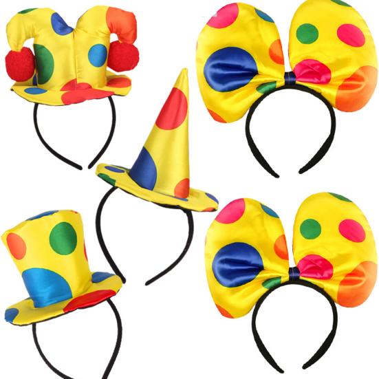 Polka Dot Clown Hat Headband Hair Hoop Circus Jester Fancy Dress Costume Prop